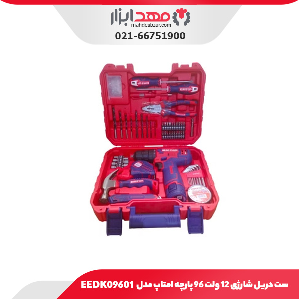 ست دریل شارژی ۱۲ ولت ۹۶ پارچه امتاپ مدل EEDK09601