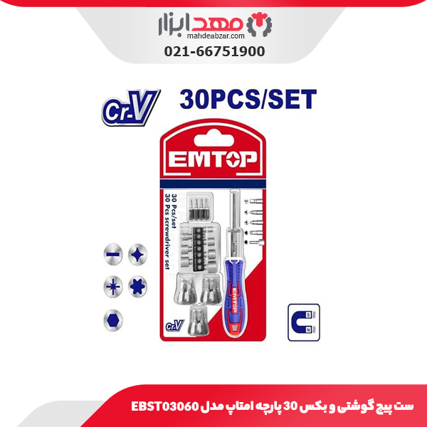 ست پیچ گوشتی و بکس ۳۰ پارچه امتاپ مدل EBST03060