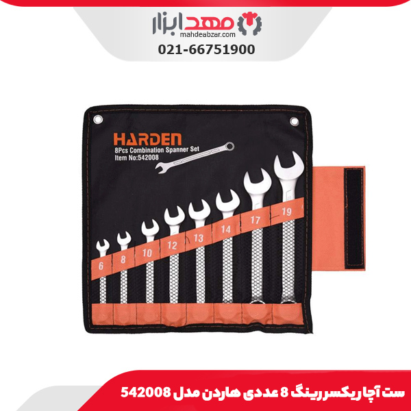 ست آچار یکسر رینگ 8 عددی هاردن مدل 542008